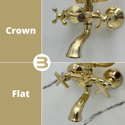 Unlacquered Brass Exposed Shower System with Dome Rain Head, Handheld & Tub Filler