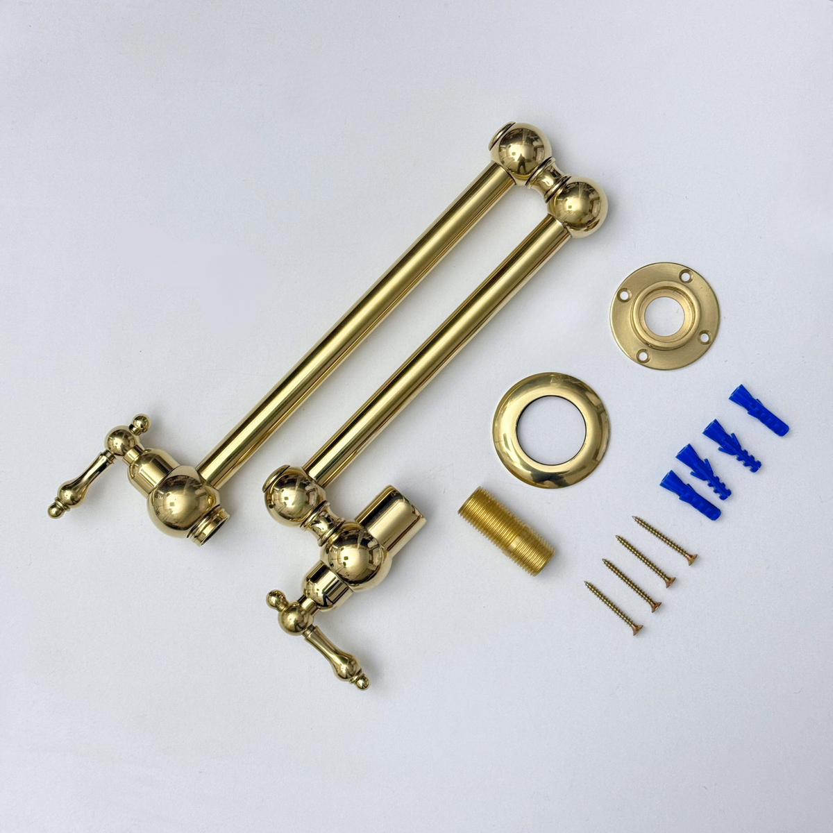 Unlacquered Brass Wall-Mount Pot Filler with Lever Handles