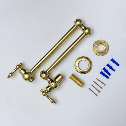 Unlacquered Brass Wall-Mount Pot Filler with Lever Handles