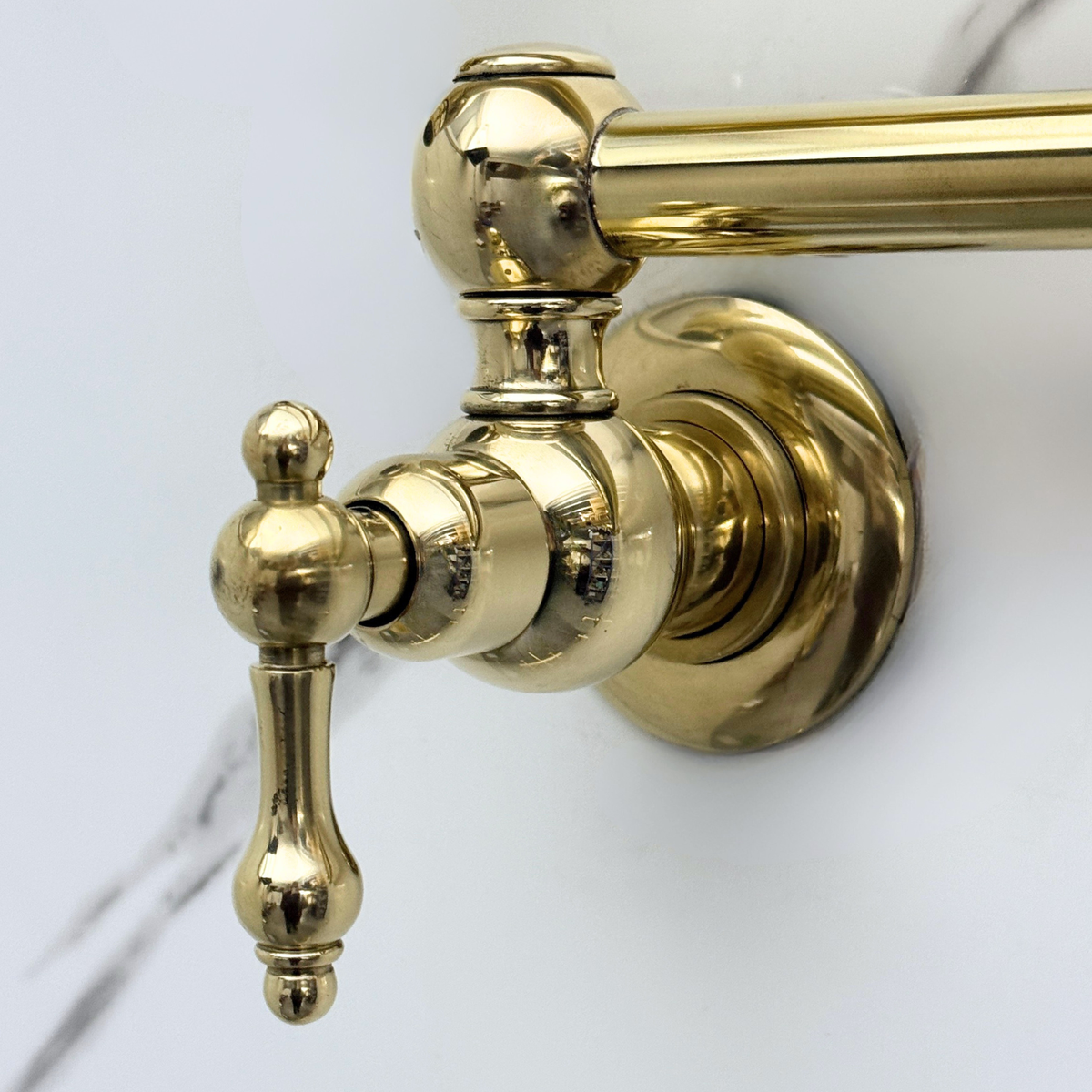 Unlacquered Brass Wall-Mount Pot Filler with Lever Handles