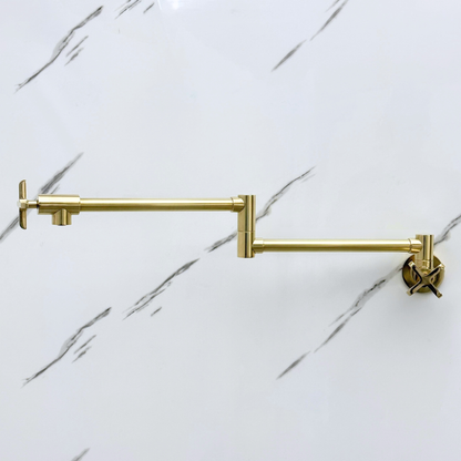 Unlacquered Brass Swing-Arm Pot Filler with Cross Handles