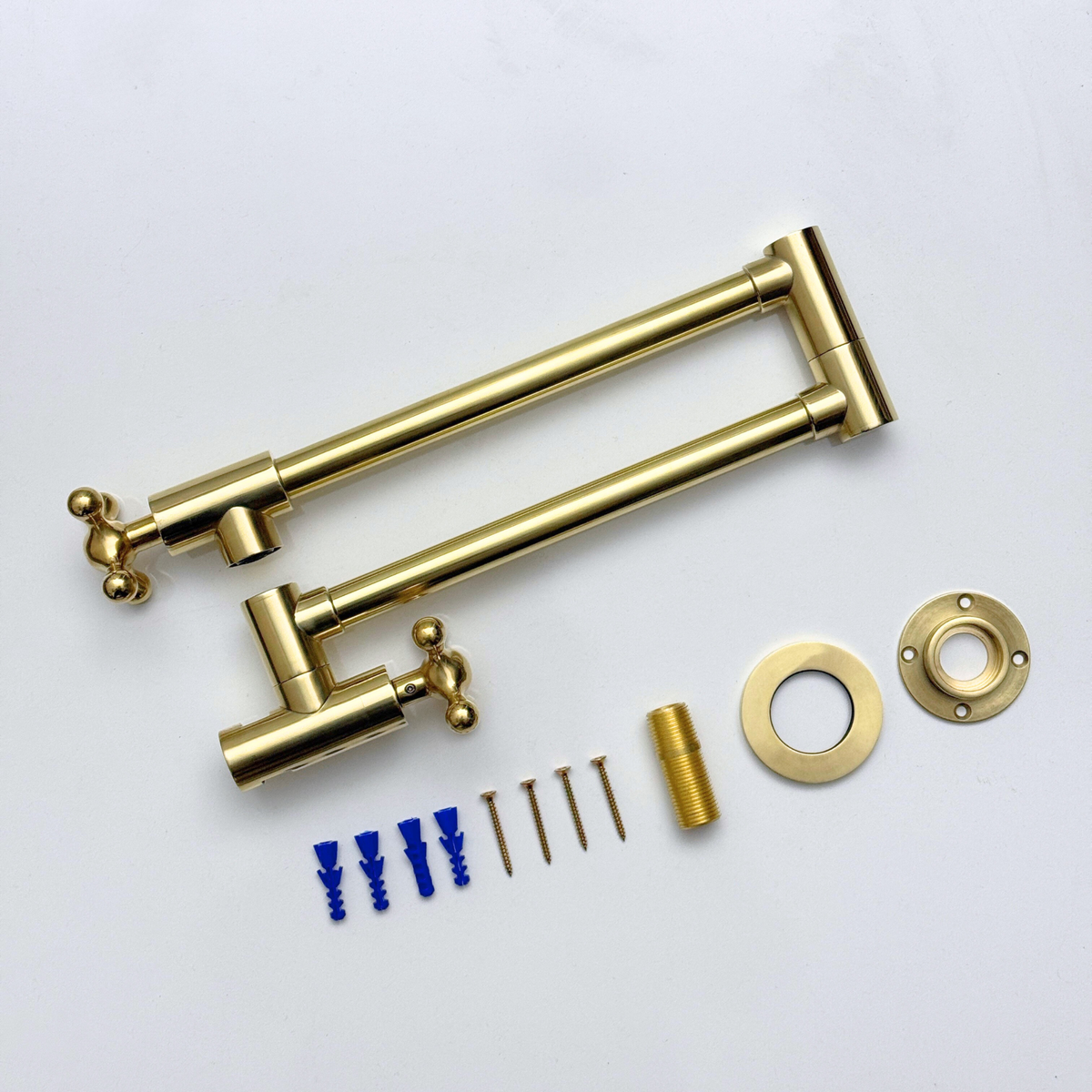 Unlacquered Brass Swing-Arm Pot Filler with Cross Handles