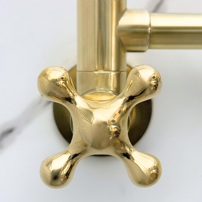 Unlacquered Brass Swing-Arm Pot Filler with Cross Handles