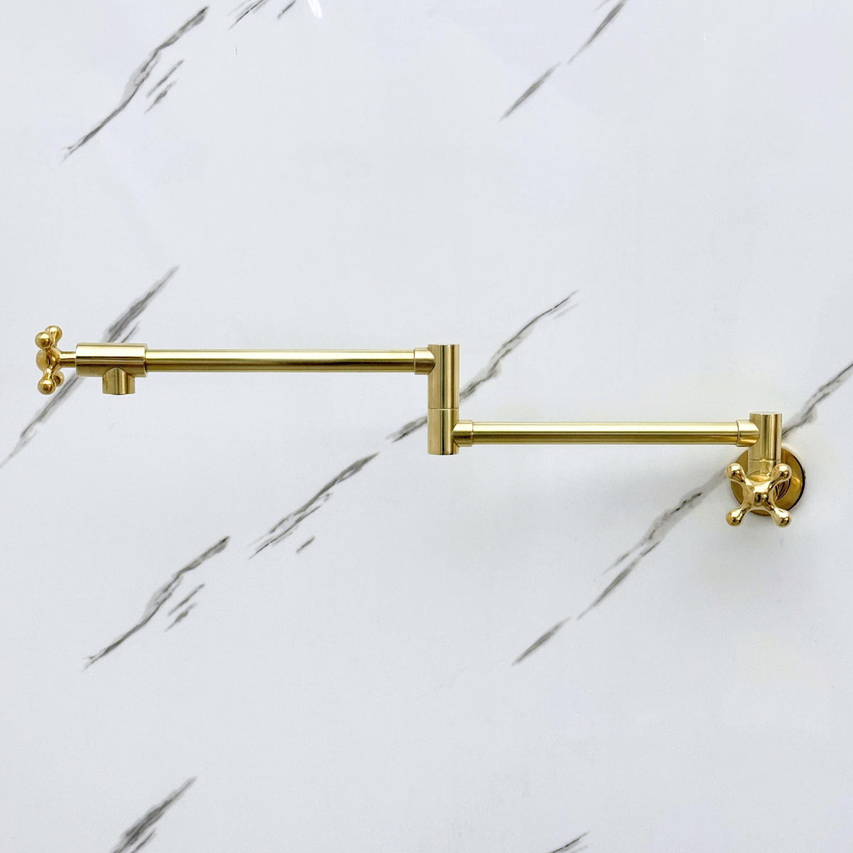 Unlacquered Brass Swing-Arm Pot Filler with Cross Handles