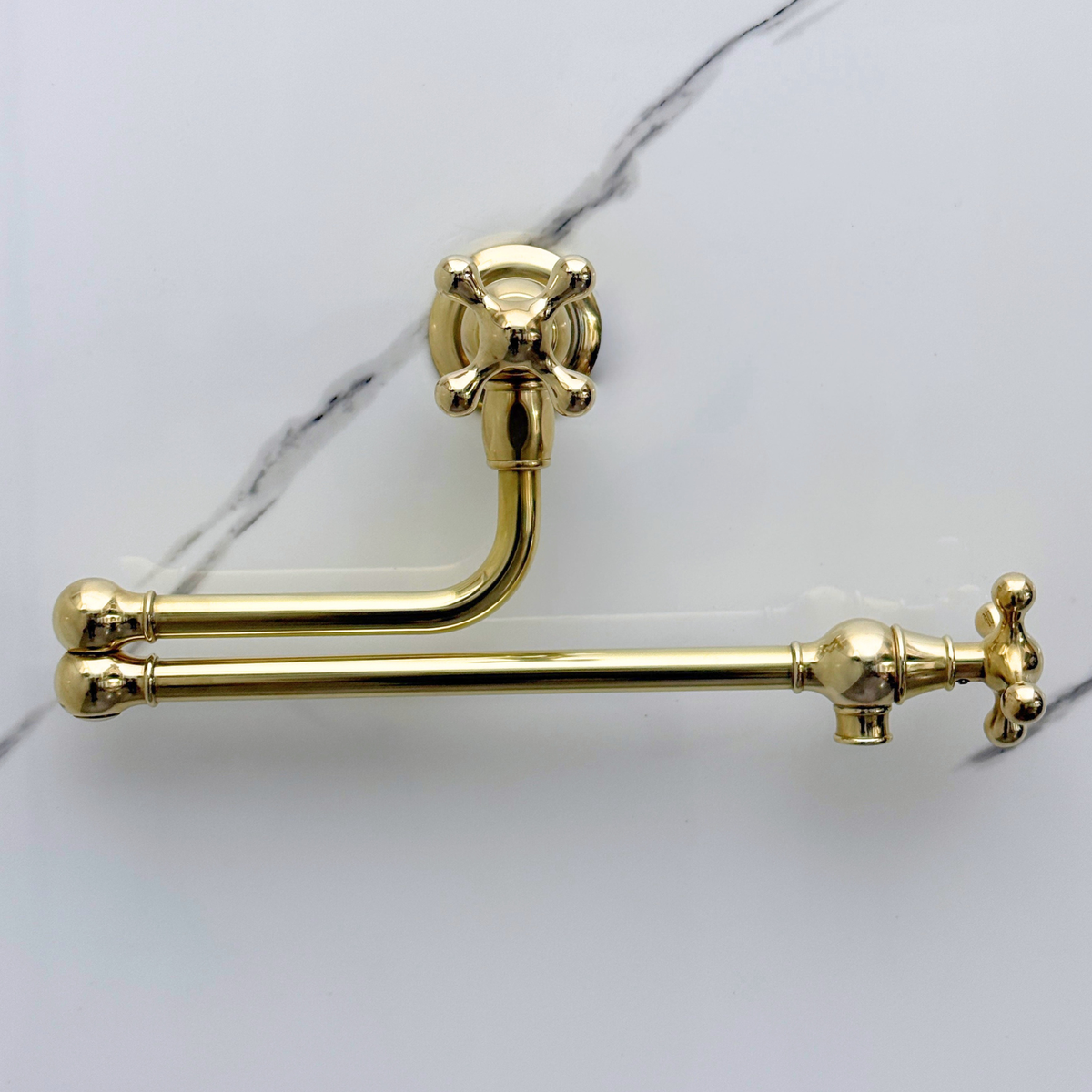 Unlacquered Brass Pot Filler with Cross Handles