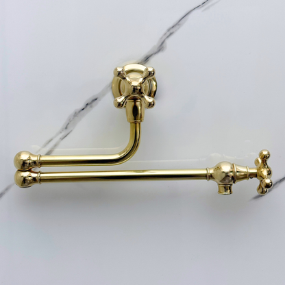 Unlacquered Brass Pot Filler with Cross Handles