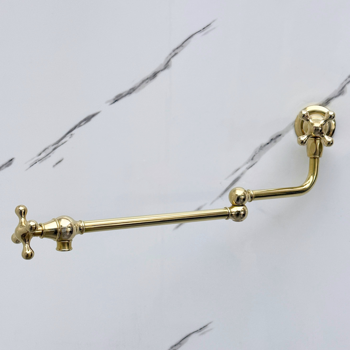 Unlacquered Brass Pot Filler with Cross Handles