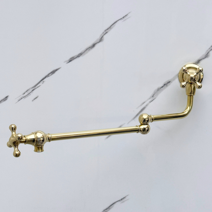 Unlacquered Brass Pot Filler with Cross Handles