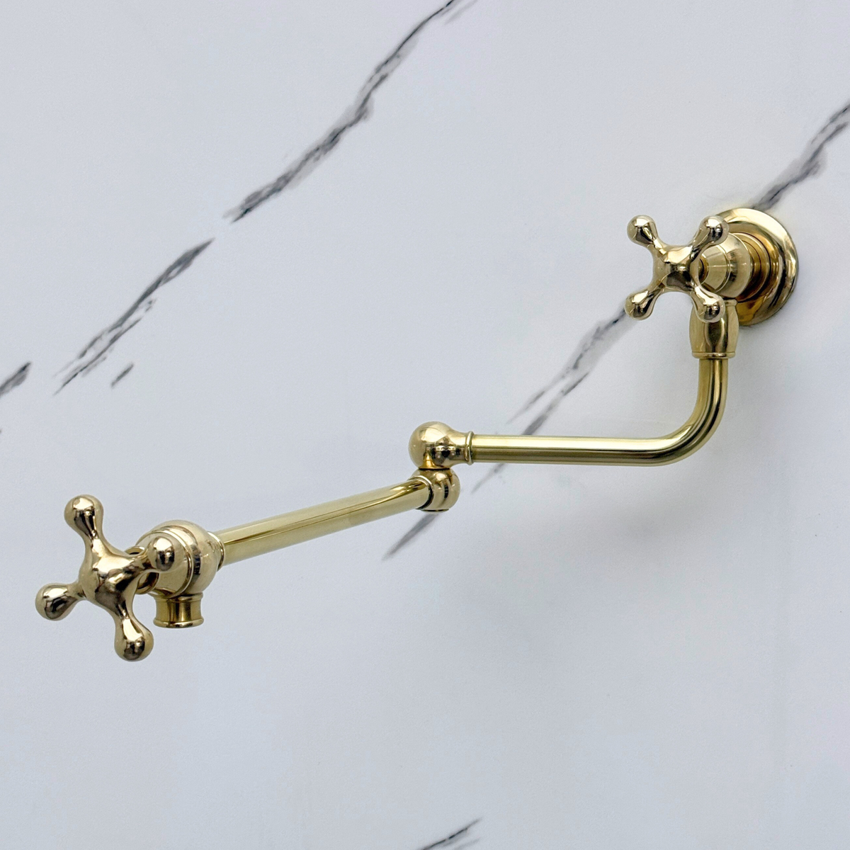 Unlacquered Brass Pot Filler with Cross Handles