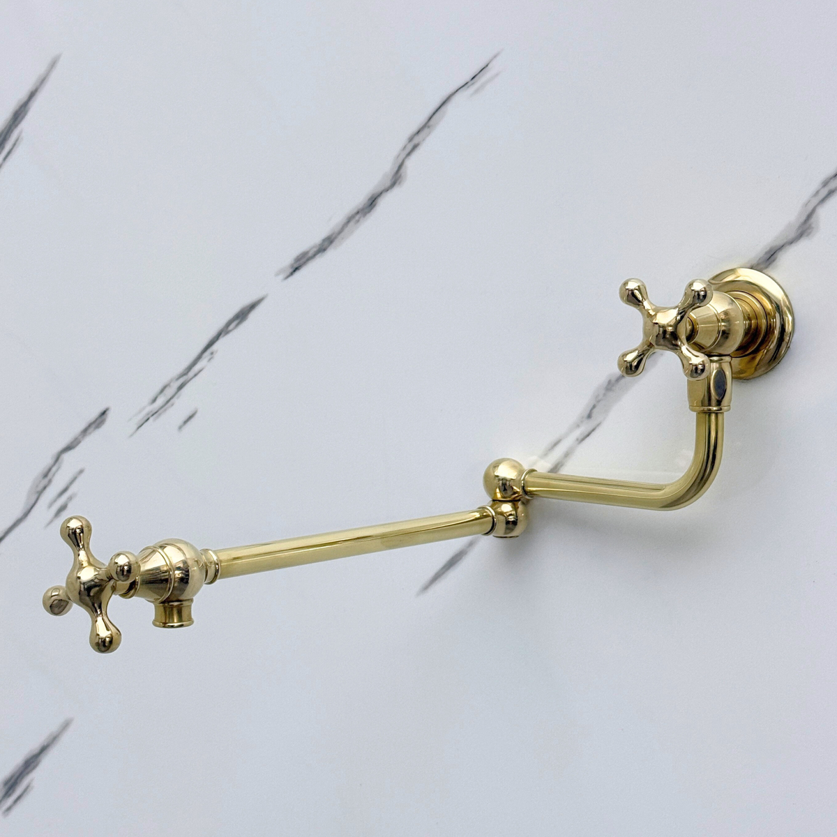 Unlacquered Brass Pot Filler with Cross Handles