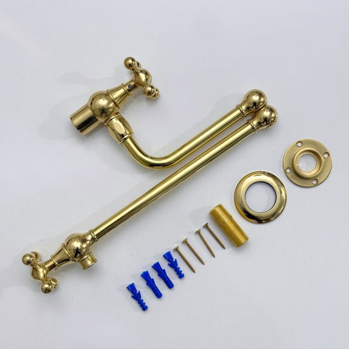 Unlacquered Brass Pot Filler with Cross Handles