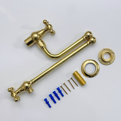 Unlacquered Brass Pot Filler with Cross Handles