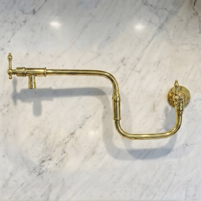 Unlacquered Brass Swing-Arm Pot Filler with Lever Handles