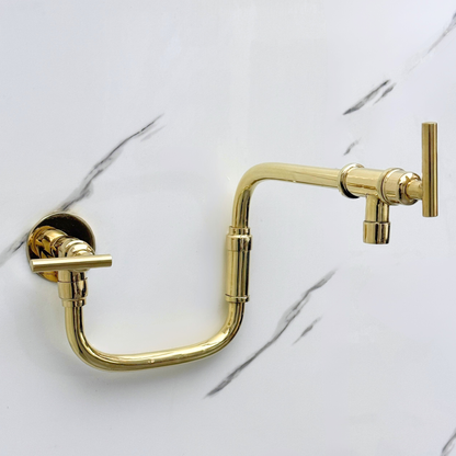 Unlacquered Brass Swing-Arm Pot Filler with Lever Handles