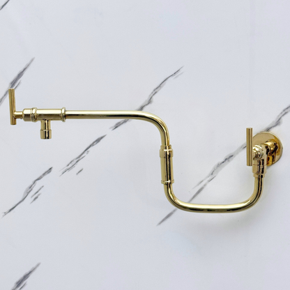 Unlacquered Brass Swing-Arm Pot Filler with Lever Handles