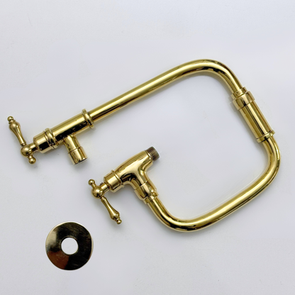 Unlacquered Brass Swing-Arm Pot Filler with Lever Handles