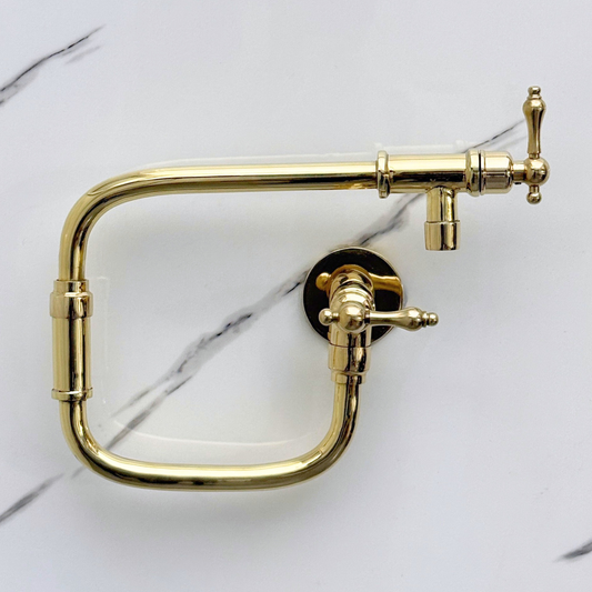 Unlacquered Brass Swing-Arm Pot Filler with Lever Handles
