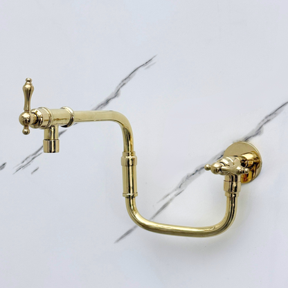Unlacquered Brass Swing-Arm Pot Filler with Lever Handles