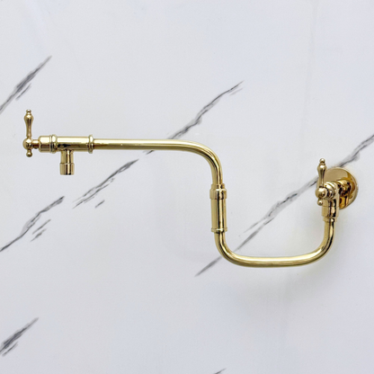 Unlacquered Brass Swing-Arm Pot Filler with Lever Handles