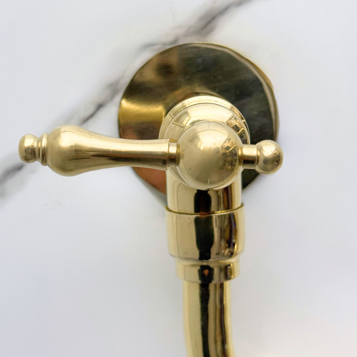 Unlacquered Brass Swing-Arm Pot Filler with Lever Handles