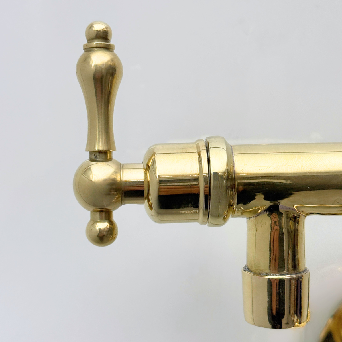 Unlacquered Brass Swing-Arm Pot Filler with Lever Handles