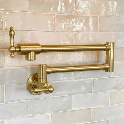 Unlacquered Brass Folding Pot Filler with Lever Handles