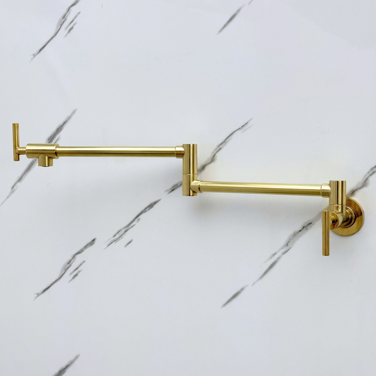 Unlacquered Brass Folding Pot Filler with Lever Handles