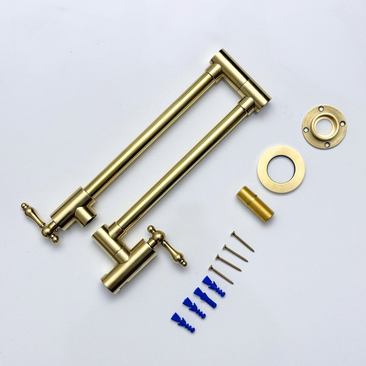 Unlacquered Brass Folding Pot Filler with Lever Handles