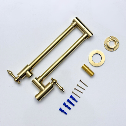 Unlacquered Brass Folding Pot Filler with Lever Handles
