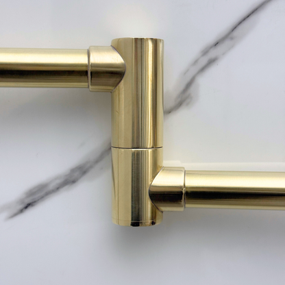 Unlacquered Brass Folding Pot Filler with Lever Handles