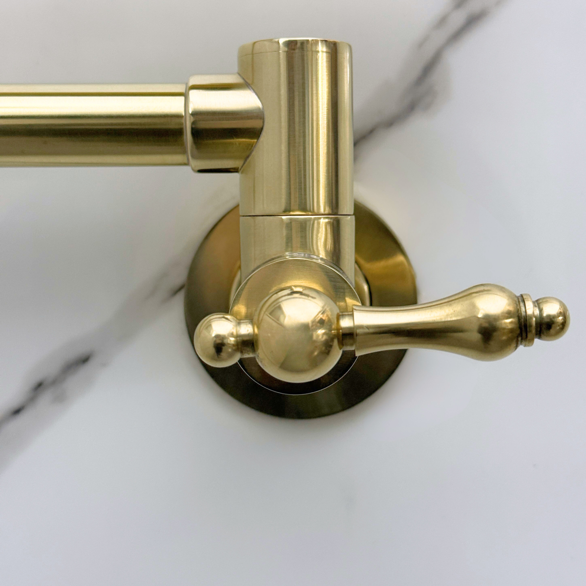 Unlacquered Brass Folding Pot Filler with Lever Handles