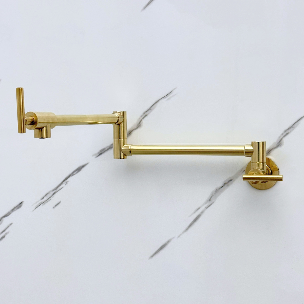 Unlacquered Brass Folding Pot Filler with Lever Handles