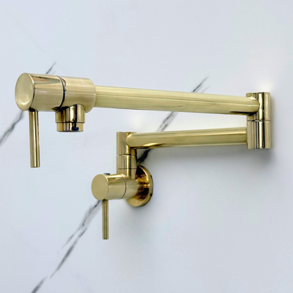 Unlacquered Brass Double-Joint Pot Filler with Lever Handles