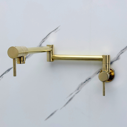 Unlacquered Brass Double-Joint Pot Filler with Lever Handles