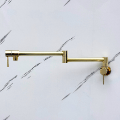 Unlacquered Brass Double-Joint Pot Filler with Lever Handles