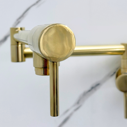 Unlacquered Brass Double-Joint Pot Filler with Lever Handles
