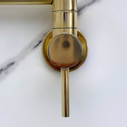 Unlacquered Brass Double-Joint Pot Filler with Lever Handles