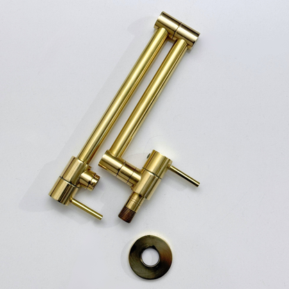Unlacquered Brass Double-Joint Pot Filler with Lever Handles