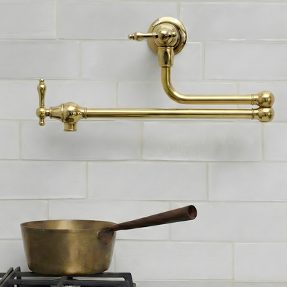 Unlacquered Brass Pot Filler with Lever Handles