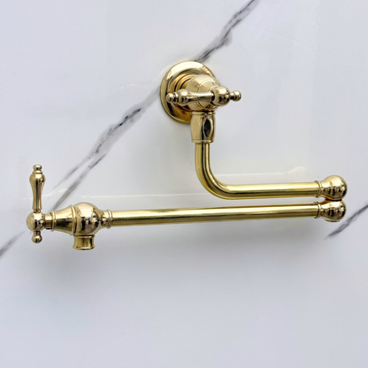 Unlacquered Brass Pot Filler with Lever Handles