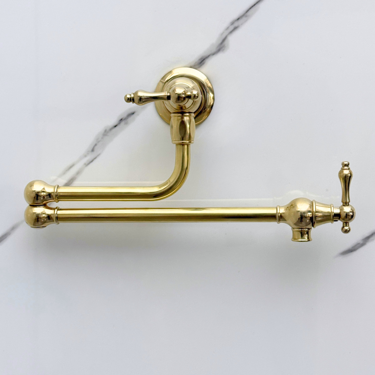 Unlacquered Brass Pot Filler with Lever Handles
