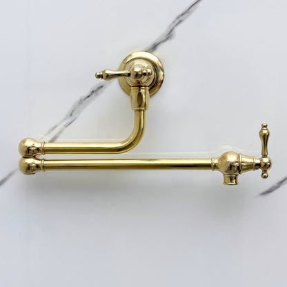 Unlacquered Brass Pot Filler with Lever Handles