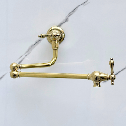 Unlacquered Brass Pot Filler with Lever Handles