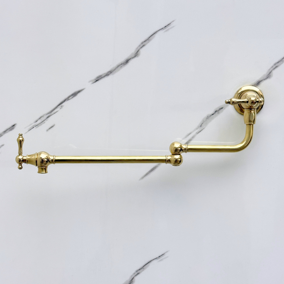 Unlacquered Brass Pot Filler with Lever Handles