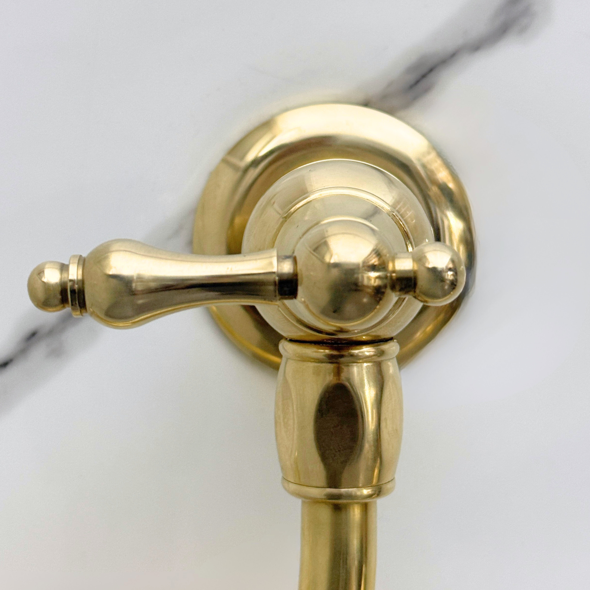 Unlacquered Brass Pot Filler with Lever Handles