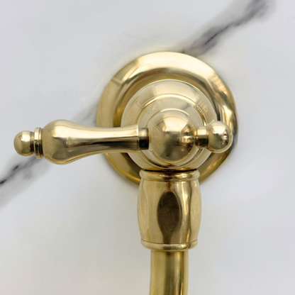Unlacquered Brass Pot Filler with Lever Handles