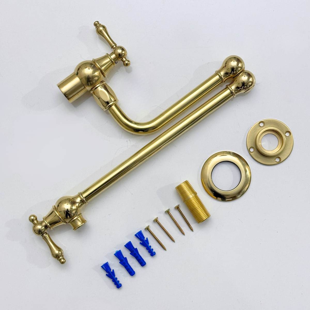 Unlacquered Brass Pot Filler with Lever Handles