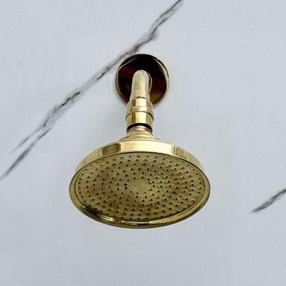 Unlacquered Brass Round Rain Shower Head with Short Arm