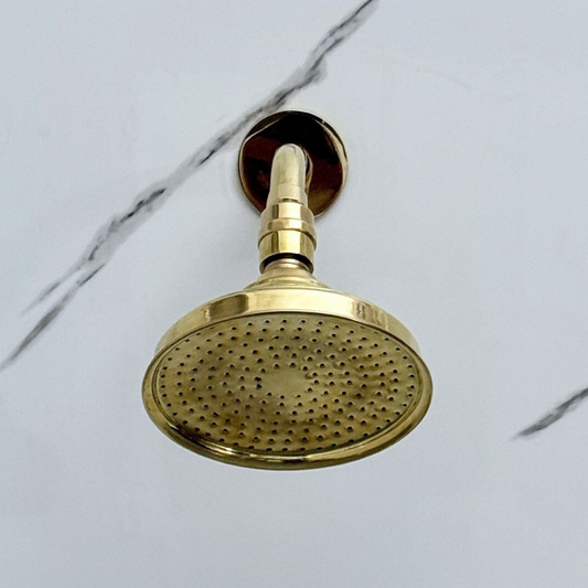 Unlacquered Brass Round Rain Shower Head with Short Arm