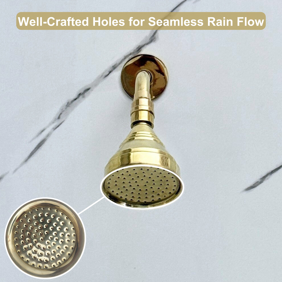 Unlacquered Brass Round Rain Shower Head with Short Arm